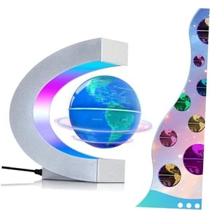 Magnetic Levitating Floating Globe Lamp with Multicolor LED Lights, ABS-Silver - Picture 1 of 8