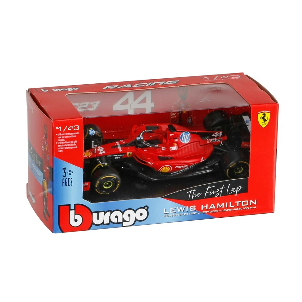 MODELLINO AUTO STATICO F1 BURAGO FERRARI SF23 HAMILTON PROVA FIORANO 2025 1/43 - Immagine 1 di 3