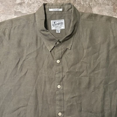 Lucky Brand Shirt Mens 2XL Green Short Sleeve 100% Linen Button Summer Beach - Image 1 of 4