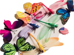 3D Butterflies Dragonflies Ladybugs Fridge Magnets Combo Lot 👻🧲 14pc Free Bugs - Picture 1 of 12