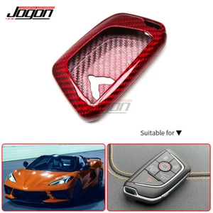 Red Carbon Fiber For Corvette C8 Z51 Z06 2020-2025 Car Remote Key Cover Case Fob - Picture 1 of 9