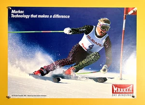 VTG Original Marker Ski Bindings Skiing Poster Ole Kristian Furuseth 80s 90s - Picture 1 of 4