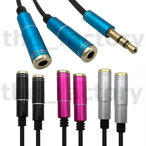Adaptador de auriculares de audio auxiliar de 3,5 mm macho a doble hembra cable divisor en Y - Imagen 1 de 5