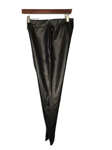 Leith Black Faux Leather Leggings With Back Zipper M Medium - Picture 1 of 6