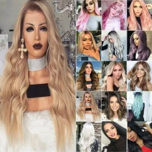 Womens Long Curly Wig Full Lace Front Wavy Hair Wigs Cosplay Party Fancy Dress✧ - Picture 1 of 22