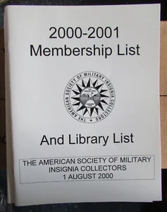 200-2001 American Society of Military Insignia Collectors Membership List - Imagen 1 de 2