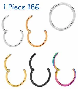 1pc Surgical Steel 18G Hinged Hoop Segment Septum Nose Lip Tragus Ring Earring - Picture 1 of 63
