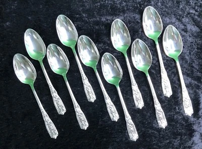 Set 10 Westmorland Sterling Silver Teaspoons 6” MILBURN ROSE No Monogram - Image 1 of 4