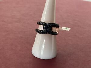 Bomb Party RBP6708 “Linked in Love” Sapphire Rose Gold/Hematite Size 8 Ring NWT