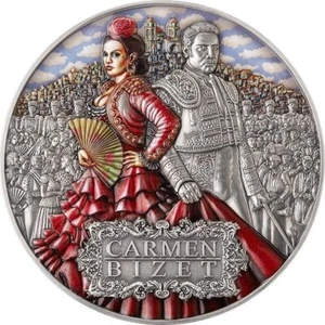 Carmen Titans of the Music 2 oz Antique finish Silver Coin 5$ Niue 2022 - Picture 1 of 6