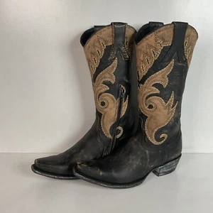 Old Gringo Western Zipper Boots 8 B Cowgirl Tooled Overlay - Picture 1 of 17