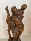 Heilige Christophorus Figur mit Jesus Kind, Holz hand-geschnitzt 38 cm gro