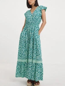 EX Joe Brown Green Leopard Print Lace Maxi Dress 14 16 18 20 22 24 26 28 30RRP65 - Picture 1 of 12