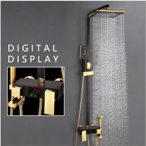 10 Zoll Badezimmer Regendusche Wasserhahn Ventilmischer Handspritze Digitalanzeige Wasserhahn Set - Bild 1 von 9