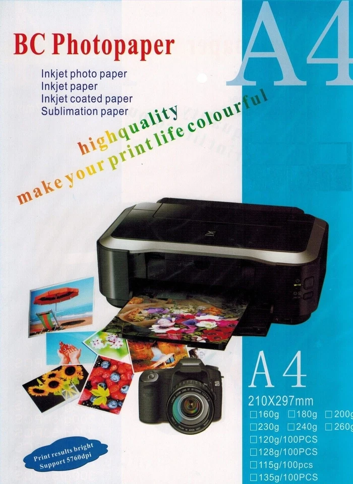 100 Sheets of Photo Paper 180Gsm Premium Glossy A4 White for Inkjet Printers - Image 1 of 1