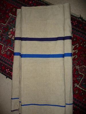 Toile Basque Ancienne,Tapissier, étoffe, tissu, liteau bleue roi et bleue azur. - Photo 1/4