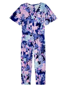 Lilly Pulitzer Girls Size XXL 16 Mini Maliah Jumpsuit in Iris Blue Giraffic Park - Picture 1 of 8