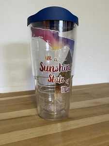 Tervis Florida " IN A SUNSHINE STATE OF MIND" INSULATED 24OZ TUMBLER W/BLUE LID - Picture 1 of 11