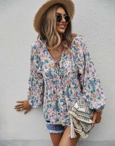 Tropical Boho Floral Top - Picture 1 of 14