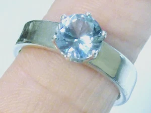Blue Lab Spinel Size 6.5 Ring 925 Sterling Silver 4.5mm Band USA Made 1.50ct - Picture 1 of 8