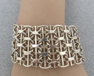 Heavy Sterling Silver Chain Bracelet 110.5 Grams 1.5" WIDE 8" Long Safety Levers - Picture 1 of 8