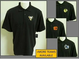 New S-5XL Black Solid NHL Men's Cotton #77U Polo Shirt - Picture 1 of 63