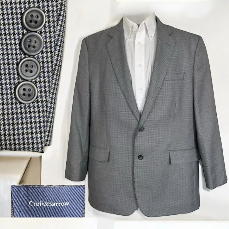 Casaco esportivo masculino Croft and Barrow 46R azul preto cinza poliéster multicolorido - Imagem 1 de 4