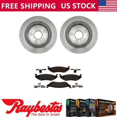 Rotores de freno traseros + pastillas de freno metálicas y herrajes para Dodge Durango 2004-2009 Foto 1 de 4