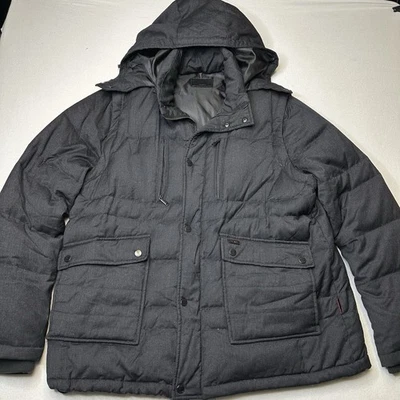 $895 Tumi Down Puffer Jacket Vest Combo Wool  Cashmere Hood Down Size XL ZIPPER - Image 1 of 4