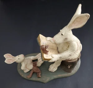 VTG 1999 American Chestnut Folk Art "Storytime" Rabbits Anthropomorphic AM1014 - Picture 1 of 17