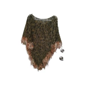 Poncho donna verde all'uncinetto a mano con frange - Foto 1 di 8