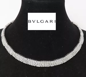 NYJEWEL Bvlgari Parentesi 18k Gold 4ct Diamond Pave Choker Necklace 15" Ori Box - Picture 1 of 9