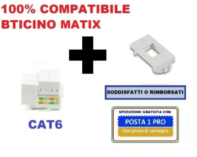 presa di rete dati rj45 cat6 compatibile bticino matix bianco ETHERNET internet - Immagine 1 di 4