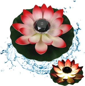 Lotus Flower Solar Light for Pool Floating Lotus Light 11.02 Inch Waterproof Sol - Picture 1 of 12