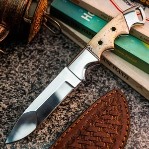 8.7" HUNT IT CUSTOM HAND BONE SKINNING MILITARY EDC COMBAT DAMASCUS SURVIVAL - Picture 1 of 12