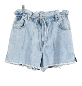 7 For all Mankind Denim Cut Off Jeans Raw Hem 3.5" High Waist Belted Cotton - Picture 1 of 10