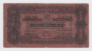 Straits Settlements 1 Dollar 1921 P1c Original Sehr guter Zustand Tiger - Bild 1 von 6