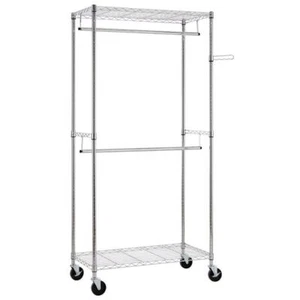 Closet Organizer Steel Garment Shoe Rack Clothes Wardrobe Storage Two Hanger - Picture 1 of 11