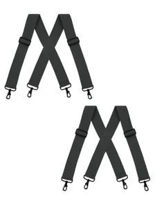 Buyless Fashion Men 2 Pack Suspender - 48" Adjustable Heavy Duty 2" X Black Hook - Picture 1 of 77