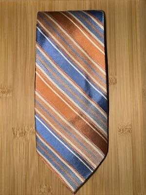 Croft & Barrow Blue Orange Striped Silk Tie - 60L 3.75W - Image 1 of 4