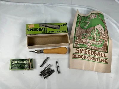 Vintage Speedball Linoleum Cutter w/ 7 Cutters - Image 1 of 3
