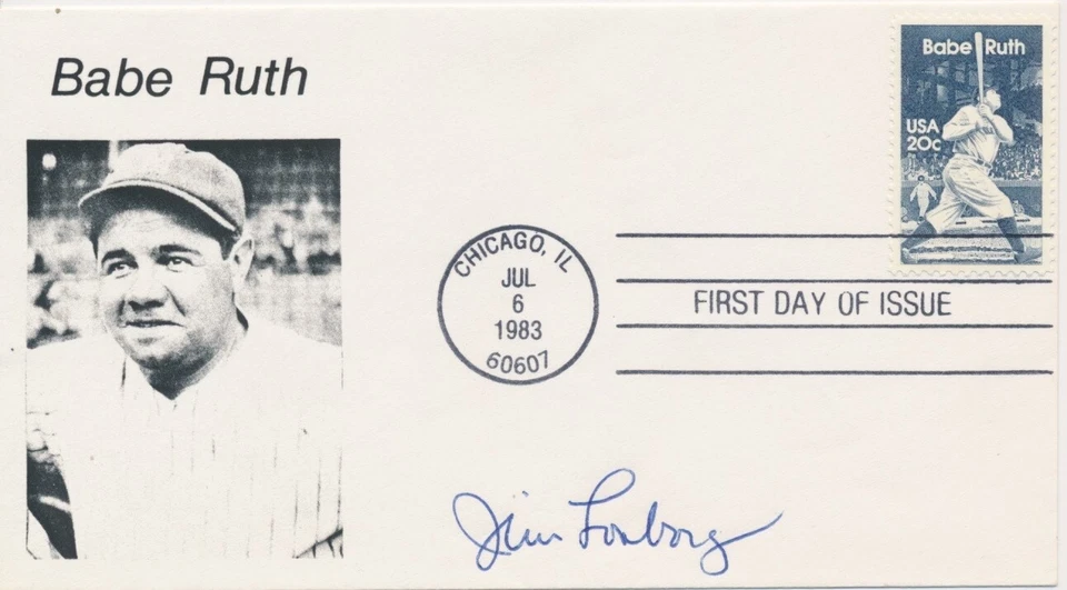 #2046 Babe Ruth Baseball Unknown cachet First Day cover Jim Lonborg signed - Image 1 of 1