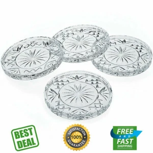 NEW Godinger Crystal Dublin Glass Coasters Set of 4 Coaster Drink Cup Wine - Picture 1 of 3