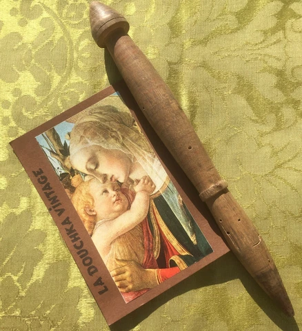 FRENCH ANTIQUE 1800s LARGE WOODEN SPINDLE SPOOL BOBBIN ~ MADE IN FRANCE ~ 8.1/4 Cover
