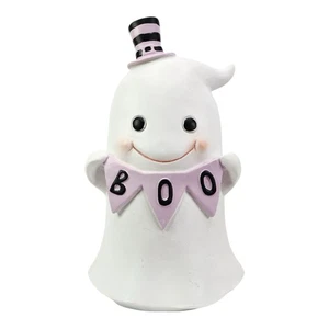 Halloween Ghost with Purple Banner BOO Figurine Statue Tabletop Decor 11.5" NEW - Picture 1 of 2