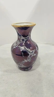 Jarrón de porcelana de colección JK Creidlitz Baviera Alemania esmalte púrpura blanco brillo Foto 1 de 4