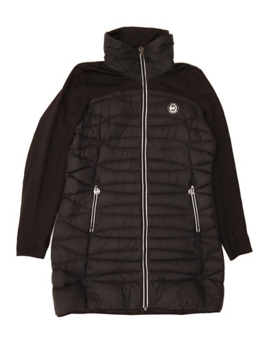 MICHAEL KORS Cappotto donna imbottito UK 16 grande nylon nero CY03