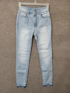 Free People We The Free Skinny Jeans Womens 27 Blue Light Wash Raw Hem Stretch - Picture 1 of 10