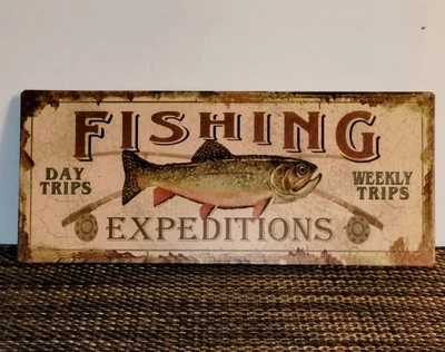 Metal Trout Fishing Sign. Made To Look Old. - Image 1 of 4