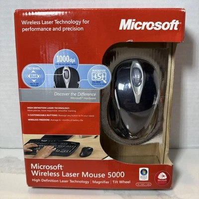 Microsoft Wireless Laser Mouse 5000 - Metallic Black (Factory Retail Box) - Image 1 of 3